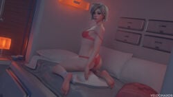 1girls 3d ass barefoot breasts feet female female_only mercy overwatch soles solo toes velocihaxor