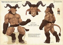 anthro bottomwear bovid bovine bulge clothing enadir european_mythology fantasy genital_outline greek_mythology hooves horn humanoid kesh_(enadir) loincloth male mammal minotaur muscular mythology penis_outline piercing solo trogan