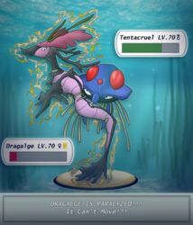 absurd_res aquatic_dragon blush bodily_fluids bound cnidarian cum cum_inside defeated dragalge dragon duo female feral forced gameplay_mechanics genital_fluids health_bar hi_res jellyfish male male/female marine medusozoan narration nintendo paralyzed pokémon_(species) pokemon pokemon_battle pornwhal rape sex tentacruel underwater underwater_sex video_games water