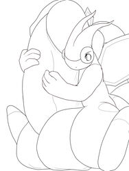 dragon flygon hyper_penis line_art male male_only monochrome no_humans pokemon pokemon_(species) pokemon_rse scalie solo zax_(artist)