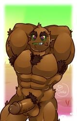 armpit_hair armpits arms_behind_back artist_request bara brown_fur brown_hair chest_hair chest_tuft darkai gay kiwibeast_(pvz) kiwifruit looking_down male male_only muscles muscular muscular_male no_nipples nude pecs penis plantie plants_vs_zombies plants_vs_zombies_2:_it's_about_time pubic_hair smile video_games