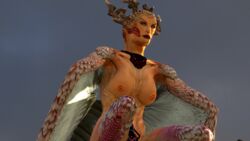 alien alien_girl big_breasts female harpy horns lipstick nipples scythian_witch_harpy serious_sam topless video_games wings