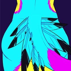 animated ass avali blue_body feathers female genitals multi_ear nude pipatradash pussy simple_background solo