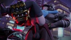 1boy 1girls 3d anal animated ass big_penis blizzard_entertainment d.va dark-skinned_male dark_skin doomfist interracial muscular muscular_male overwatch penis police police_officer_d.va police_uniform sex shorter_than_10_seconds size_difference sound testicles tight_anal tight_anus video yeero