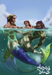 3boys andriusdraws ass feral fish_tail gay male male_only maledom malesub melanin merfolk merman partially_submerged partially_underwater_shot pointy_ears stripping twitter_user_oc underwater unnamed_character water yaoi zoophilia