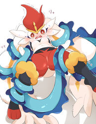 3_toes ambiguous_gender anthro anus blue_body blue_tail blush bodily_fluids breasts duo feet female female/ambiguous fur genitals gigantamax_cinderace gigantamax_inteleon gigantamax_pokémon hi_res long_ears long_tail multicolored_body multicolored_fur navel nintendo open_mouth orange_body orange_fur pokémon_(species) pokemon prrrrrrmine pussy simple_background solo_focus tears toes video_games white_background white_body white_fur