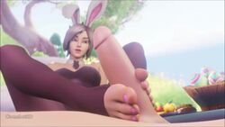 1boy 1girls 3d animated battle_bunny_riven bunny_ears bunny_girl coombot_(artist) easter feet feet_on_penis foot_fetish footjob league_of_legends no_sound penis pink_nails pink_toenails riven tagme toeless_legwear video