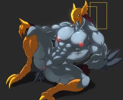 annoyed anthro anus armor ass avian azir bastroceive big_muscles bird black_background featureless_crotch headgear helmet humanoid league_of_legends lying magangz male male_only muscular muscular_male nipples pecs riot_games showing_ass simple_background solo veiny_muscles video_games