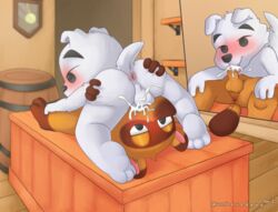 69_position animal_crossing anthro bodily_fluids canid canine canis cum domestic_dog exhibitionism genital_fluids k.k._slider male male/male mammal nintendo nude oral public sex taniki tom_nook unboxyguy video_games