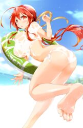 another_kung_fu_girl big_breasts dai_fuku m.u.g.e.n red_eyes red_hair see-through see-through_clothing wet_clothes