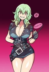 1girls bare_legs bare_thighs breasts byleth_(fire_emblem) byleth_(fire_emblem)_(female) cleavage dominatrix evil_grin female femdom fingerless_gloves fire_emblem fire_emblem:_three_houses gloves green_eyes green_hair grin large_breasts looking_at_viewer medium_hair nintendo open_clothes open_shirt pointer raydango smile solo submissive_pov whip