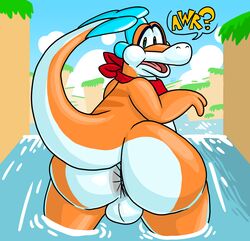 absurd_res anthro anus balls games genitals hi_res male male_only mario_(series) nintendo nude plessie skinny_dipping solo super_mario_3d_world