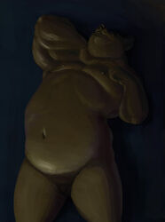 2017 anthro belly brown_body brown_fur flaccid fur genitals male mammal micropenis moobs navel nipples osos overweight overweight_male penis small_penis solo ursid