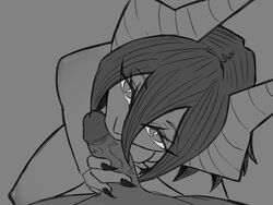 balta_(mokimolewds) demon demon_girl eye_contact horns licking looking_at_viewer mokimolewds on_knees oral oral_sex penis seductive_eyes sketch