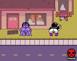 2girls ahe_gao animated anthro anus ass big_ass big_breasts big_butt black_hair breasts butt casual casual_masturbation catti_(deltarune) catty_(undertale) clothing deltarune duo felid feline felis female female_only fur furry furry_only gif grill hairy_pussy house large_breasts masturbation mayin naked nude nude_female outside phone pixel_art pubic_hair public public_masturbation public_nudity pussy short_playtime tail tongue tongue_out twerking undertale_(series) vaginal vaginal_masturbation white_body