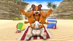 3d 3d_(artwork) alien anthro badger blue_eyes blueapple breasts brown_body brown_hair cosmo_the_seedrian cum cum_in_pussy cum_inside eyelashes feet furry futanari half-closed_eyes nipples orange_body orange_hair penis sex sonic_(series) sticks_the_badger sticks_the_jungle_badger sticks_the_tejon