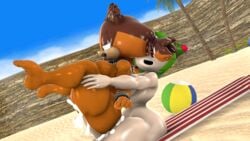 3d 3d_(artwork) alien anthro badger blue_eyes blueapple breasts brown_body brown_hair cosmo_the_seedrian cum cum_in_pussy cum_inside eyelashes feet furry futanari half-closed_eyes nipples orange_body orange_hair penis sex sonic_(series) sticks_the_badger sticks_the_jungle_badger sticks_the_tejon