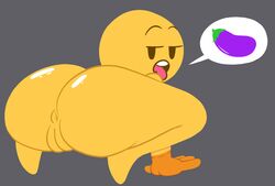 anus ass badguynek big_ass emoji emoji_(race) looking_back mob_face no_outlines nude open_mouth pussy tongue yellow_skin