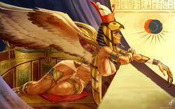 1futa bottomless_skirt breasts casual_exposure cleavage clothed clothing curvy dark-skinned_futanari dark_skin detailed egyptian egyptian_mythology erect_nipples erection erection_under_clothes erection_under_loincloth erection_under_skirt full_body futa_only futanari horus humanoid jewelry large_breasts large_penis loincloth loincloth_aside middle_eastern_mythology nipple_bulge nipples panties_aside partially_clothed penis penis_out penis_under_clothes penis_under_loincloth penis_under_skirt skirt solo themaestronoob thick_thighs wide_hips wings