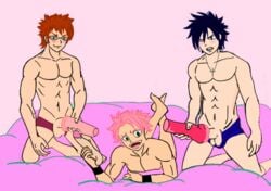 3boys dildo fairy_tail gray_fullbuster group_masturbation loke_(fairy_tail) male male_only masturbation natsu_dragneel sex_toy tagme yaoi