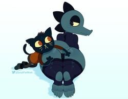 2girls anthro ass bea_(nitw) big_ass female mae_(nitw) night_in_the_woods somescrub stirrup_legwear stirrup_socks stirrup_stockings stirrup_thighhighs stirrups