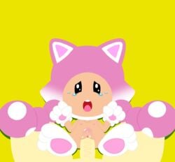 cat_costume cat_toadette clothing costume crying erection female female_penetrated fungus genitals hi_res humanoid male male/female mario_(series) mushroom nintendo not_furry nude pawpads paws penetration penis pussy sex simple_background size_difference smaller_female solo super_mario_3d_world super_mario_bros. thunderfap toadette vaginal_penetration video_games