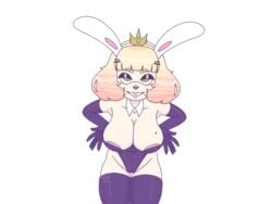 blonde_hair breasts bunny bunny_ears bunny_girl bunnysuit easter hime_(splatoon) inkling latex leather long_gloves nipples nose_piercing nsfw_princee orange_eyes pearl_(splatoon) pink_hair pink_nipples pixel_art self_upload septum_piercing slip smug splatoon splatoon_(series) splatoon_2 thick_thighs thighhighs thighs transparent_background yellow_eyes