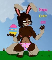 1futa 2021 32_bit anthro areolae ball_bulge balls balls_in_panties balls_under_clothes basic_background breasts brown_eyes brown_fur brown_hair bulge bunnification bunny clouds confused dark-skinned_futanari digital_art easter easter_bunny egg eggs erect_nipples flaccid furry futa_only futa_sans_pussy futanari happy_easter intersex large_breasts nipples panties panty_bulge penis penis_bulge penis_in_panties penis_under_clothes pixel pixel_art scared shocked sky solo thick_thighs topless transformation