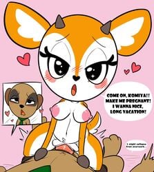 aggressive_retsuko antelope anthro big_breasts blush bovid breasts chief_komiya dialogue domination duo english_text female female_domination female_on_top female_penetrated fur furry furry_only gazelle genitals half-closed_eyes heart herpestid impregnation_request looking_pleasured male male/female male_penetrating male_penetrating_female mammal meerkat narrowed_eyes necktie nipples notenoughpink nude on_top penetration penis pussy sanrio smooth_fur tail text tsunoda