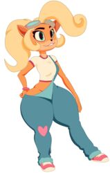 1girls 2021 anthro bandicoot big_ass big_butt blonde_hair bloxwhater bottom_heavy clothed clothing coco_bandicoot crash_(series) crash_bandicoot_(series) crash_bandicoot_4:_it's_about_time curvaceous exposed_ass fat_ass female female_only furry furry_only goggles green_eyes long_hair loose_clothes no_panties orange_fur overalls ponytail shoes simple_background solo solo_female thick_thighs video_games white_background yellow_hair