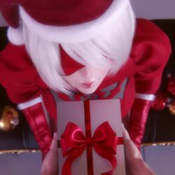 1_minute_long 1boy 1girls 3d animated audible_creampie audible_ejaculation big_breasts blindfold blowjob breasts busty christmas christmas_outfit cum cum_down_throat cum_in_mouth cum_inside deepthroat dick_in_a_box english english_voice_acting face_fucking fellatio female hand_on_another's_head hand_on_head irrumatio light-skinned_female light-skinned_male light_skin lipstick_mark lipstick_on_penis longer_than_30_seconds male male_pov moaning nier nier:_automata oral oral_creampie oral_sex pantsushi pov saliva santa_hat short_video shorter_than_one_minute sound spit swallowing_cum tagme throat_fuck video voice_acted white_hair yorha_2b