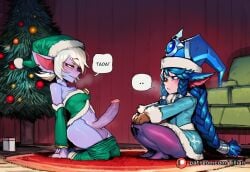 ... 2girls ai_generated bare_shoulders blue_hair blush braid breasts carpet christmas christmas_tree colored_skin earnest_elf_tristana english_text erection fur_trim futa_with_female futanari hat indoors league_of_legends league_of_legends:_wild_rift long_hair lulu_the_fae_sorceress medium_breasts multiple_girls navel pantyhose penis pointy_ears purple_skin riot_games santa_costume santa_hat sitting snowdown_series speech_bubble spoken_ellipsis squatting testicles tillian tristana uncensored white_hair winter_wonder_lulu yellow_eyes yordle