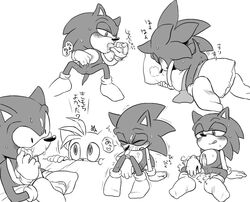 anthro canine exposed_torso footwear fox fur handwear hedgehog humanoid interspecies karlo male male_only mammal monochrome multiple_males nude pillow sonic_(series) sonic_the_hedgehog sonic_the_hedgehog_(series) sonic_the_hedgehog_2 tagme tails