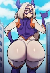 1girls ai ai_generated ass_focus back_view behind_view big_ass big_butt bubble_ass bubble_butt female giantess huge_ass looking_at_viewer mount_lady my_hero_academia novelai solo thick_thighs