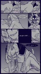 1boy 1nonbinary 1x1x1x1 1x1x1x1_(forsaken) ass_in_air begging begging_for_more body_hair comic comic_page cumming cumming_from_oral cunnilingus curly_hair english_dialogue english_text forsaken_(roblox) goat_horns goat_tail grabbing grabbing_thighs hairless hairy_arms hairy_hands hairy_legs hairy_male holding_down holding_thighs holding_wrists horns imminent_penetration imminent_sex long_hair long_sleeves looking_back looking_pleasured non-human nonbinary on_bed on_top on_top_of on_top_of_another onomatopoeia oral oral_sex past_1x1x1x1 pointy_ears pulling pulling_down pulling_in pussy pussy_juice pussy_juice_drip pussy_juice_string pussy_juice_trail roblox roblox_game satyr scars scars_on_body self_upload shedletsky shedletsky_(forsaken) smirk smirking stubble sweating sweating_profusely sweetghostie telamon tongue tongue_out wagging_tail white_hair