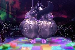 1girls ass big_ass big_back big_breasts bikini bimbo black_hair breasts canine crowd crowd_watching cum dance_floor dancing fat_ass fat_back female furry grey_body heels huge_ass huge_breasts huge_thighs long_hair mal0 malo pole pole_dancing riendonut scp-1471 scp-1471-a scp_foundation skull skull_head solo solo_female splits tail text text_on_ass wolf