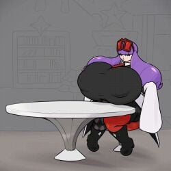 animated big_breasts breast_expansion breasts female hammerspace hammerspace_breasts hidden_buxom huge_breasts hyper_breasts pokemon pokemon_masters pokemon_masters_ex purple_hair rachel_(pokemon) red_eclipse red_glasses shirt_lift