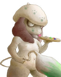 color female female_only holding nintendo paint palette pokemon smeargle solo standing tagme tail tail_grab vulva