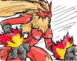 anthro blaziken breasts female female_only mutabouru nintendo nipples nude pokemon pokemon_(species) solo standing tagme