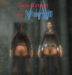 1girls 3d artist_name ass belt belt_buckle bottomless bottomless_female dual_pistols feet_out_of_frame female female_only front_and_back functionally_nude guns high_ponytail holster holstered_weapon human lara_croft lara_croft_(l.a.u.) long_hands running_bond solo stone_wall tagme tomb_raider tomb_raider_(l.a.u.) vergil_(artist)