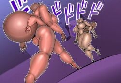 1boy 2025 2girls 4_arms 4_eyes arachnid arachnid_humanoid digital_art digital_media_(artwork) fighting_pose japanese_onomatopoeia japanese_text jojo_reference kyle_(sukoi) meme meme_reference naked naked_female oc perspective perspective_from_below ready_to_fight reference room_background simple_background sleeping sleeping_guy spider spider_girl spider_humanoid sukoi_(artist) walking walking_naked