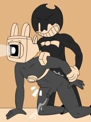 anal anal_sex balls bendy_and_the_ink_machine black_boots black_skin boots bow buff comic_effect cum cum_inside demon dick dubious_consent ejaculation evil_smile faggot fanart fucked_from_behind fucked_into_submission fucking gay gay_sex genital_fluids holding_arm_back humanoid humanoid_penis ibispaintx ink ink_bendy ink_demon large_thighs lewdboiart_(artist) male male_only muscles norman_polk nude object_head orgasm penis penis_size_difference projectionist projector sex size_difference smile stomach_bulge table_sex tagme the_projectionist thick_thighs tummy_bulge