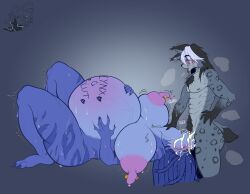 absurd_res anthro arthropod aster_durandal belly belly_blush big_belly blush bodily_fluids body_blush body_writing cum cum_in_throat cum_inside deep_throat dragon duo felid feline fellatio female fur fur_markings genital_fluids hand_on_neck heart_symbol hi_res huge_belly hybrid iberian_lynx insect lepidopteran lynx male male/female mammal markings moth mythological_creature mythological_scalie mythology nipple_piercing nipples notyourcassiel oral oral_penetration penetration penile piercing pregnant scalie sex v-kha_durandal