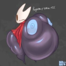 absurd_res anthro areola arthropod belly big_belly big_breasts black_body blue_areola blue_nipples breasts cloak clothing english_text female hi_res hollow_knight hollow_knight_(franchise) hornet_(hollow_knight) huge_belly huge_breasts huge_hips huge_thighs hyper hyper_belly hyper_breasts hyper_pregnancy kopokofiart mostly_nude nipples one_eye_closed pregnant solo team_cherry text thick_thighs wide_hips