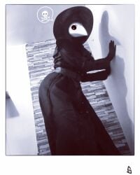 1boy big_hat black_suit cosplay cowboy_hat edited femboy hat irl_character kyle_(sukoi_artist) male_only monochrome photoshop plague_doctor plague_doctor_mask self_edit self_insert sukoi_(artist) thick_ass thick_male thick_thighs