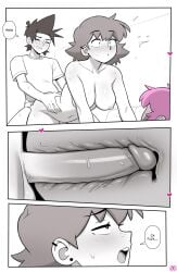 1girls 2025 2boys anal anal_penetration anal_sex balls_deep big_breasts big_penis bisexual bisexual_sandwich blush bottomless breasts brown_hair comic comic_page completely_nude cum_in_pussy deep_penetration dialogue doggy_style dross english english_text eyes_rolling_back femboy filling friends from_behind fucked_from_behind grabbing_from_behind grabbing_hips greyscale hip_grab hip_lines jacob_(dross) limited_palette male/female male_moaning male_penetrating_female messy_hair midriff mmf_threesome moaning mostly_monochrome nervous nude_female open_mouth page_58 pale_skin piercing pink_hair pleasure_face raw_sex roxanne_(dross) sex shocked short_hair shoulders surprise_buttsex sweat tagme taken_from_behind taylor_(dross) thighs threesome tomboy tummy versatile x-ray