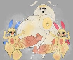 1girls 2futas absurd_res anthro areola balls big_balls big_breasts big_penis black_eyes bodily_fluids breasts brown_areola brown_nipples erection female futa_on_female futanari generation_3_pokemon generation_7_pokemon genital_fluids genitals gesture group gynomorph half-closed_eyes hand_gesture hi_res huge_balls huge_breasts huge_cock huge_hips huge_thighs hyper hyper_balls hyper_genitalia hyper_penis hyper_pregnancy intersex kopokofiart looking_at_viewer minun narrowed_eyes nintendo nipples nude penis pheromosa plusle pokemon pokemon_(species) precum pregnant purple_eyes shortstack small_but_hung smile tan_body thick_thighs trio ultra_beast v_sign vein veiny_penis white_body wide_hips yellow_areola yellow_nipples