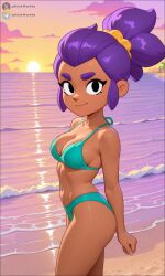 1girls absurd_res absurd_resolution absurdres ai_generated athletic athletic_body athletic_female belly belly_button big_ass big_breasts big_butt bikini bikini_bottom bikini_bra bikini_panties bikini_top black_eyes blue_bikini blue_bikini_bottom blue_bikini_top brawl_stars breasts busty busty_female busty_girl closed_smile clothed clothed_female clothing curvaceous curvaceous_female curvaceous_figure curvy curvy_body curvy_female curvy_figure curvy_hips cute cute_expression cute_eyes cute_face cute_female dark-skinned_female dark_body dark_skin dressed ear exposed_ass exposed_belly exposed_butt exposed_legs exposed_thighs eyebrows eyelashes eyeshadow eyewear female female_only fully_clothed glistening glistening_ass glistening_body glistening_boobs glistening_breasts glistening_butt glistening_eyes glistening_legs glistening_skin glistening_thighs hackwork half-closed_eyes hand_behind_back hi_res high_quality high_resolution highres large_boobs large_breasts legs looking_at_viewer purple_eyebrows purple_hair seductive seductive_body seductive_eyes seductive_look seductive_mouth seductive_smile shelly_(brawl_stars) shiny shiny_ass shiny_body shiny_boobs shiny_breasts shiny_butt shiny_hair shiny_legs shiny_skin shiny_thighs short_hair side_view slim_waist small_waist smile smiling smiling_at_viewer smooth_ass smooth_body smooth_butt smooth_legs smooth_skin smooth_thighs solo solo_female standing sun sunset supercell supercell_(company) swimwear tan tan-skinned_female tan_body tan_skin tanned tanned_body tanned_female tanned_girl tanned_skin thighhighs thighs thin_waist white_sclera