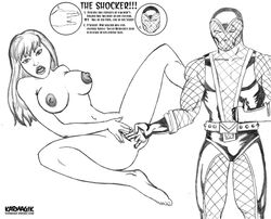 breasts definition demonstration finger_in_ass fingering_ass fingering_pussy fingers_in_pussy fully_clothed_male karmagik male/female marvel marvel_comics mary_jane_watson monochrome nude nude_female pussy sex shocker_(marvel) spider-man_(series) straight_hair thumbs_up