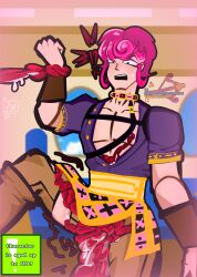 aged_up golden_wind jjba jojo's_bizarre_adventure male mrtechnical notorious_b.i.g pink_hair rule_63 trish_una vento_aureo